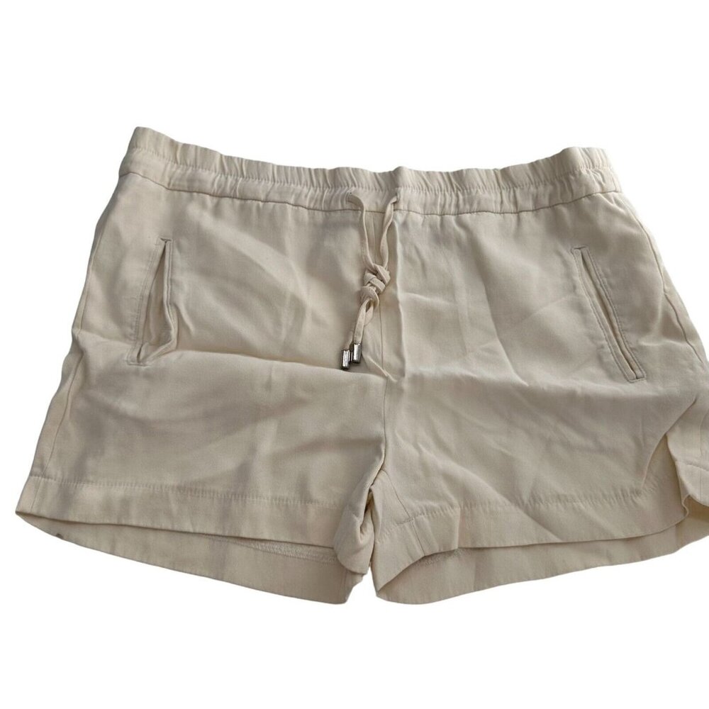 Zara Woman Ivory Elastic Waist Drawstring Shorts Size‎ S Pockets Lightweight